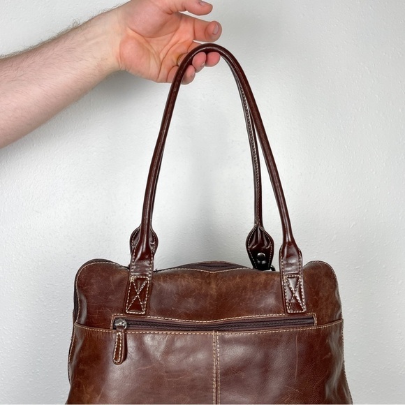 Giana Bernini large leather tote/satchel purse dark brown color | luxury, vintag - Picture 7 of 16